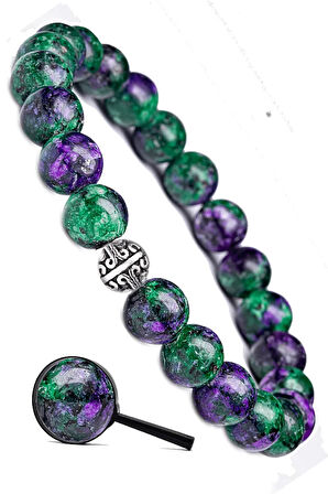 Sertifikalı Gerçek Anyolit - Ruby Yakutlu Zoisite Taşı Bileklik - Gümüş Aparatlı