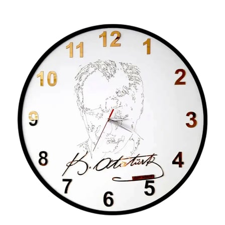 BCH Atatürk ve imzası detaylı Duvar Saati