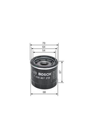 Bosch F026407210 Yağ Filtresi Honda Cıvıc 1.6 2012 Hyundaı Atos 1.0i 98-02 Nıssan Almera Iı