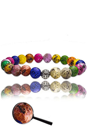 Sertifikalı Ham Işlenmemiş Mercan Lapis Unakit Kuvars Azurit Taşı Bileklik