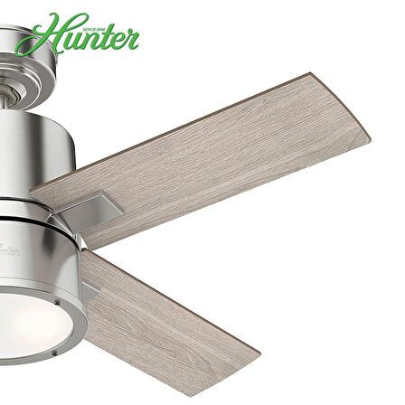 Hunter - Beck Fırçalanmış Nikel - 107 Cm. Aydınlatmalı Uzaktan Kumandalı Tavan Vantilatörü