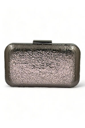 Antrasit Gri Platin Renk Parlak İthal Kumaş Gece Çantası Abiye Çanta Portföy Clutch