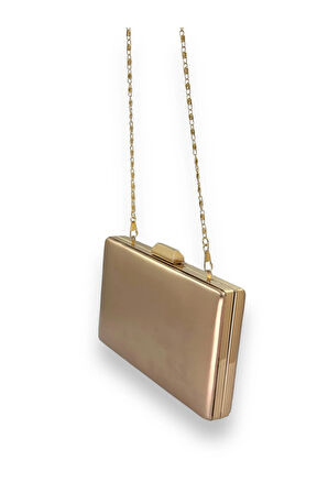 Rose - Gold Gold Renk  Abiye Çanta Sedefli Abiye Çanta Portföy Çanta Nişan Düğün Mezuniyet
