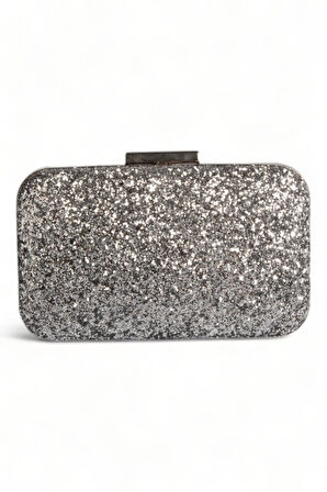 Gümüş Lame Gri Renk Pullu Pul Payet Çanta Gece Çantası Abiye Çanta Portföy Clutch