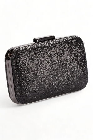 Siyah Renk Pullu Pul Payet Çanta Gece Çantası Abiye Çanta Portföy Clutch