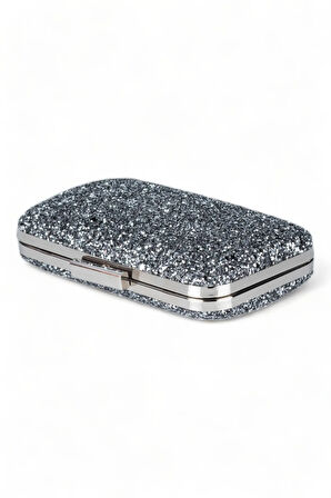 Antrasit Gri Renk Pullu Pul Payet Çanta Gece Çantası Abiye Çanta Portföy Clutch
