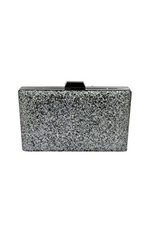 Antrasit Gri Renk Pullu Pul Payet Çanta Gece Çantası Abiye Çanta Portföy Clutch