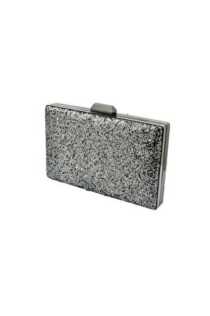 Antrasit Gri Renk Pullu Pul Payet Çanta Gece Çantası Abiye Çanta Portföy Clutch