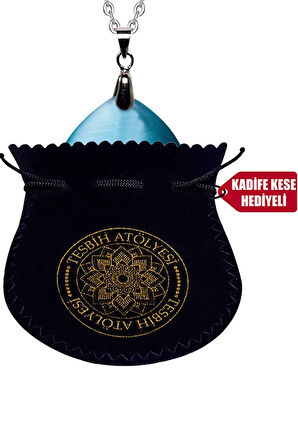 Sertifikalı Doğal Mavi Akik Taşı Kolye