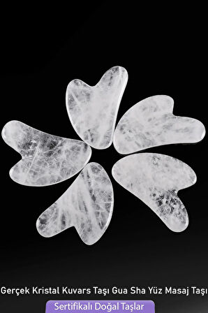 Sertifikalı Kristal Kuvars Taşı Gua Sha - Yüz Masaj Taşı Doğal Şeffaf Renk