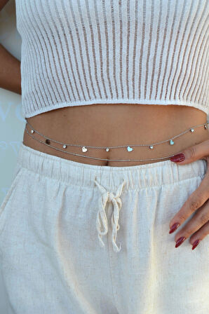 İkili Çelik Bel Zinciri – Kalp Charmlı