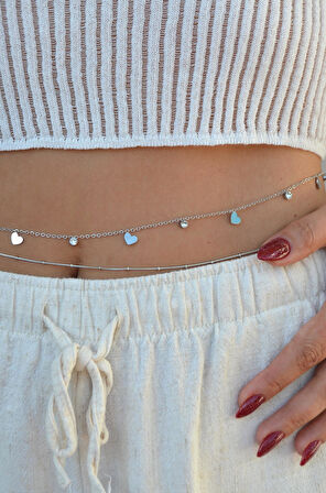 İkili Çelik Bel Zinciri – Kalp Charmlı