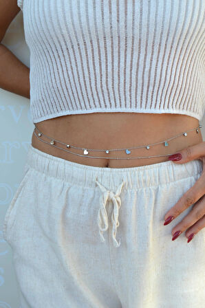 İkili Çelik Bel Zinciri – Kalp Charmlı