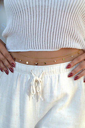 İkili Çelik Bel Zinciri – Kalp Charmlı