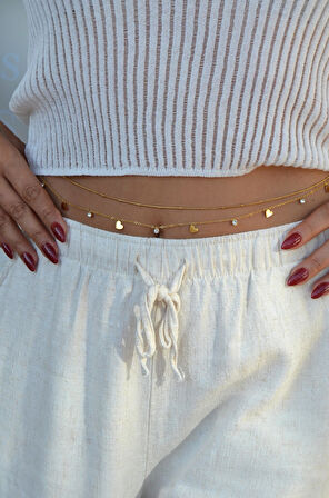 İkili Çelik Bel Zinciri – Kalp Charmlı