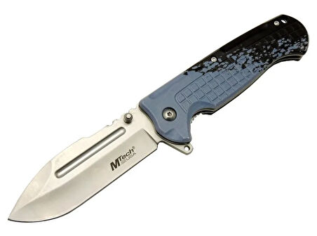 Mtech 4281 Mavi Kamp Çakı 21cm - Yarı Otomatik, Kemerlikli, Oluklu