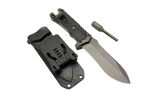 Zero Error Tactical 7 40 Siyah Outdoor Bıçak 27cm - Siyah Sap, Magnezyum Çubuklu, Kılıflı