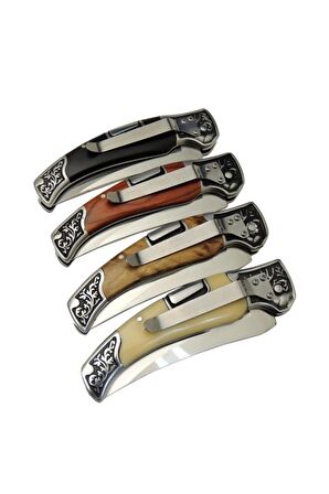 Columbia A3209c Açık Kahverengi Kamp 22,5cm- Manuel, Geyik Işlemeli, Kemerlikli,ahşap Sap