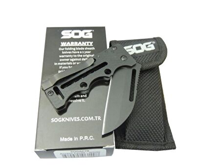 SOG AC78 Siyah Yaprak Kamp Çakı 14,5 cm - Metal Sap, Kılıflı