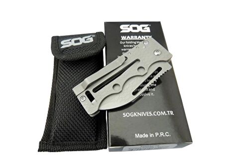 SOG AC78 Gri Yaprak Kamp Çakı 14,5 cm - Metal Sap, Kılıflı