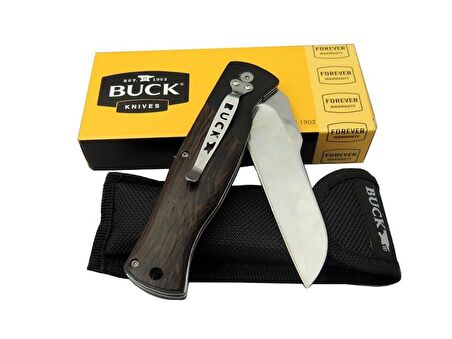 Buck Knives BK-016BK Kamp Çakı 23 cm - Maun Saplı, Kılıflı, Kutulu, Kemerlikli