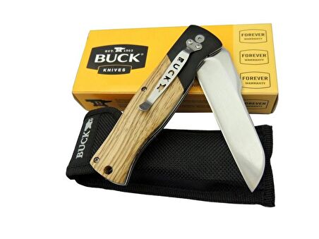 Buck Knives BK-016ZBR Kamp Çakı 23 cm - Ahşap Saplı, Kılıflı, Kutulu, Kemerllikli