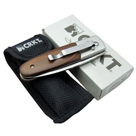CRKT CR 0083 Koyu Kamp Çakı 16,5 cm - Ahşap Sap, Otomatik, Kılıflı, Kutulu