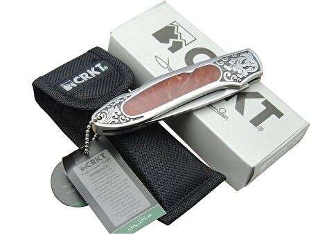 CRKT CR 0128 RD Kamp Çakı 18 cm - Metal Desenli Sap, Kılıflı, Kutulu