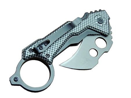 Quartermaster DA46 Karambit Outdoor Çakı 18 cm - Tırtıklı, Karbon Fiber Sap