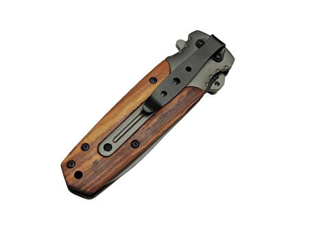 GB DA59 Avcı Tip Kamp Çakısı 21 cm - Metal &amp;amp; Ahşap Sap, Kemerlikli