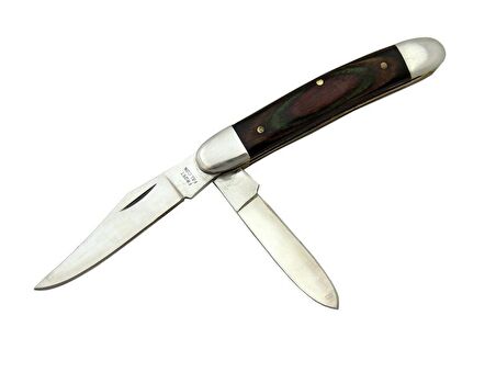 K-21 Linder Çiftli / Çift Ağızlı Çakı 14,5 cm - Ahşap Saplı, Manuel