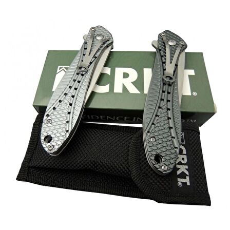 CRKT K455 TPX Sivri Kamp Çakısı  23 cm - Metal Saplı, Otomatik, Kılıflı, Kutulu