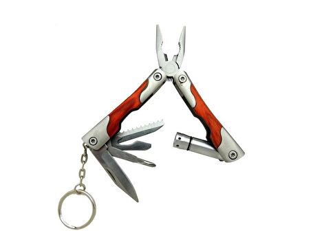 P 1172 Ahşap Mini Çok Amaçlı Pense / Çakı 7cm - Ahşap Metal Sap (Multitool)