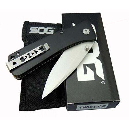 SOG TWI24-CP BK Outdoor Çakı 23 cm - Maun Saplı, Otomatik, Kılıflı, Kemerlikli