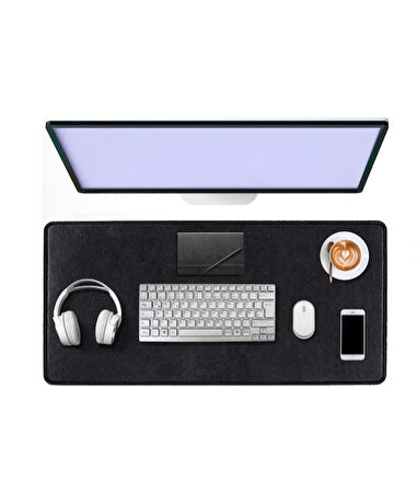 Black Deer Deri Dikişli Kenar Kaymaz Taban Büyük Boy Pürüzsüz Yüzey Çift Yönlü Kullanımlı Mouse Pad 90cm x 40cm
