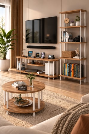 Salon Oturma Odası Takımı Metal Ayaklı Tv Ünitesi Kitaplık Orta Sehpa Avantajlı Mobilya Seti