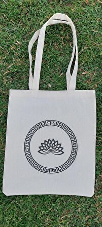 Daire ve Lotus Bez Çanta