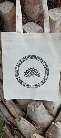Daire ve Lotus Bez Çanta