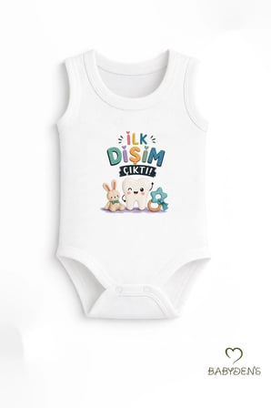 Diş Buğdayı Body %100 Pamuk İlk Dişim Çıktı Baskılı Kolsuz Bebek Body Çıtçıtlı Unisex Yenidoğan Zıbın