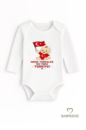 %100 Pamuk Milli Takım Taraftar Bebek Body Yenidoğan Çıtçıtlı Unisex Uzun Kol Badi Türk Bayraklı Zıbın