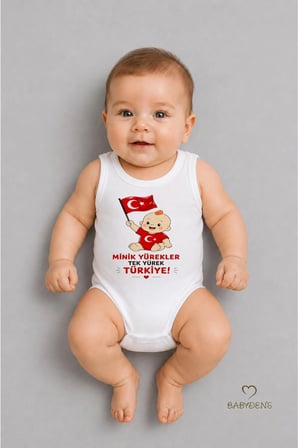 %100 Pamuk Milli Takım Taraftar Bebek Body Yenidoğan Çıtçıtlı Unisex Kolsuz Badi Türk Bayraklı Zıbın