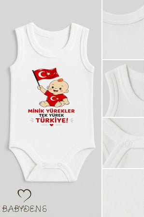 %100 Pamuk Milli Takım Taraftar Bebek Body Yenidoğan Çıtçıtlı Unisex Kolsuz Badi Türk Bayraklı Zıbın
