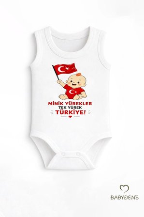 %100 Pamuk Milli Takım Taraftar Bebek Body Yenidoğan Çıtçıtlı Unisex Kolsuz Badi Türk Bayraklı Zıbın