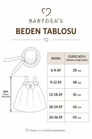 Babyden's Kız Bebek Askılı Elbise ve Şapka Takımı Turuncu Pamuklu Yazlık Papatya Desenli 9-12 Ay