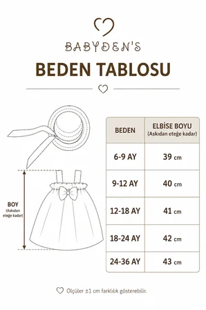 BABYDEN'S Bebek Elbise Takımı Askılı Yazlık Pamuklu Papatya Desenli Yeşil 24-36 Ay