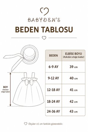 Babyden's Kız Bebek Çiçek Desenli Askılı Elbise ve Şapka Takımı Pamuklu Yazlık Yeşil 9-12 Ay