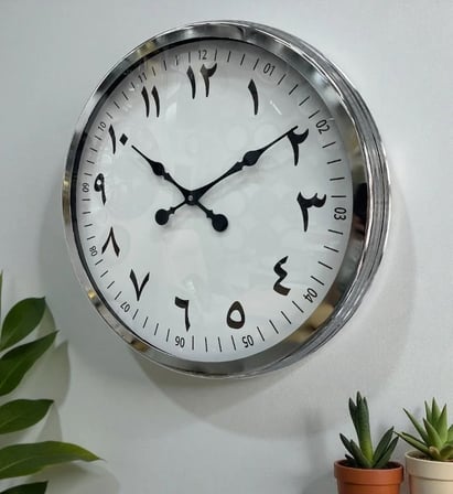 60 cm Krom Metal Farsça Duvar Saati iegxx