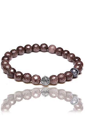 Sertifikalı Fasetli Bronzit Taşı Bileklik - Gümüş Aparatlı