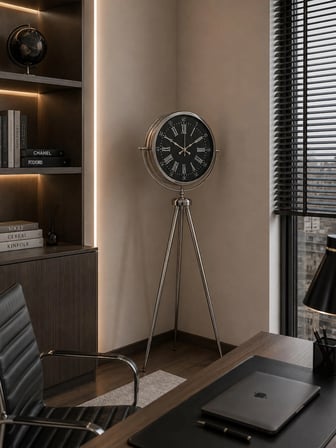 Krom İhtişam 150 x 45 Cm Metal Tripod Ayaklı Saat iegxx