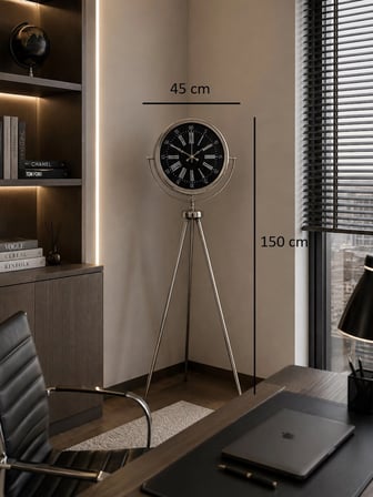 Krom İhtişam 150 x 45 Cm Metal Tripod Ayaklı Saat iegxx